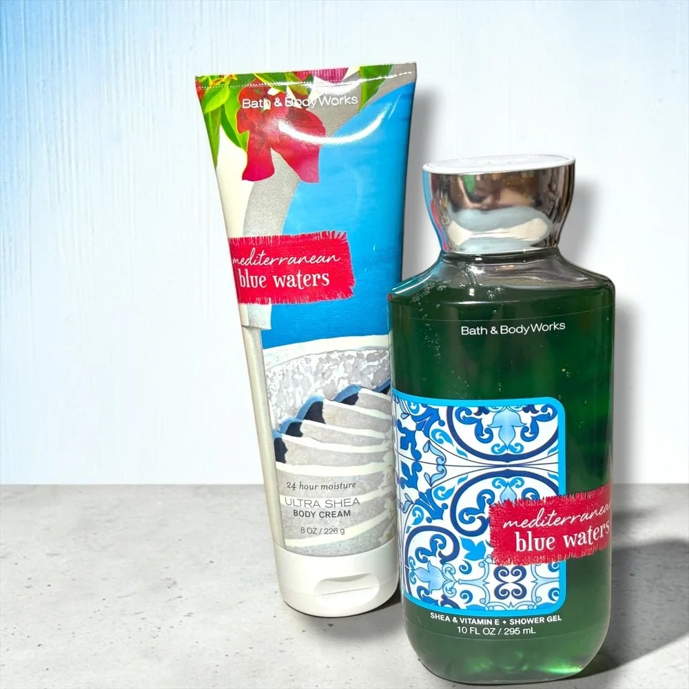Bath & Body Works Mediterranean Blue Waters Body Cream & Shower Gel Set New